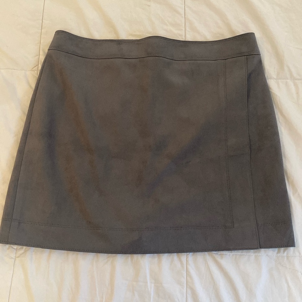Grey faux suede mini skirt // WHBM